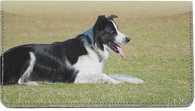 Border Collies At Play Leather Checkbook Cover