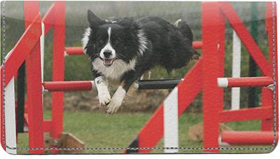 Agile Border Collies Leather Checkbook Cover