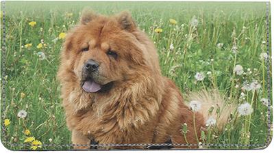 Chow Chow On The Grass Leather Checkbook Cover