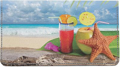 Tropical Cocktails Leather Checkbook Cover