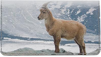 Goats In The Snow Leather Checkbook Cover