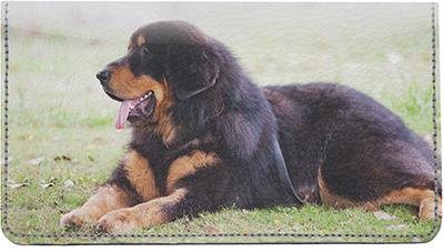 Tibetan Mastiff Leather Checkbook Cover