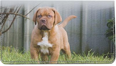 French Mastiff Pups Leather Checkbook Cover