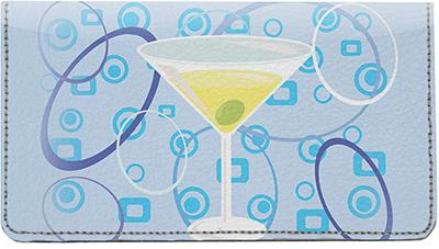 Retro Martini Leather Checkbook Cover