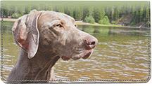 Weimaraner At The Lake Leather Checkbook Cover