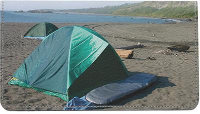 Beach Camping Leather Checkbook Cover