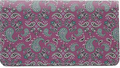 Purple Paisley Leather Checkbook Cover