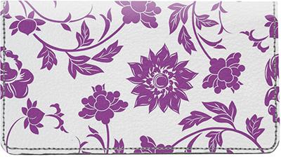 Purple Flowers And Vines Leather Checkbook Cover