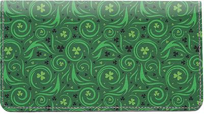 Shamrock Patterns Leather Checkbook Cover