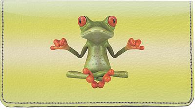 Zen Frog Leather Checkbook Cover