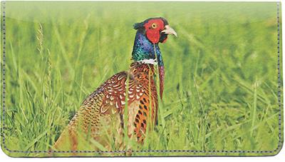 Pheasants Leather Checkbook Cover