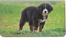 Bernese Pups Leather Checkbook Cover