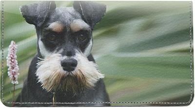 Miniature Schnauzers Outside Leather Checkbook Cover