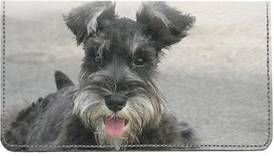 Cute Miniature Schnauzers Leather Checkbook Cover