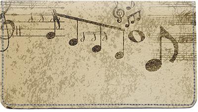 Vintage Music Leather Checkbook Cover