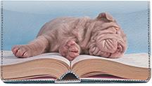 Sleepy Sharpeis Leather Checkbook Cover