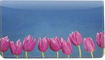 Purple Tulips Leather Checkbook Cover