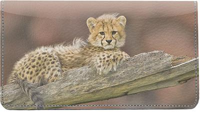 Sleek Cheetahs Leather Checkbook Cover