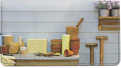 Garden Corner Leather Checkbook Cover