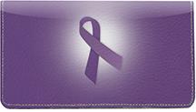 Purple Ribbon Leather Checkbook Cover