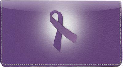 Purple Ribbon Leather Checkbook Cover