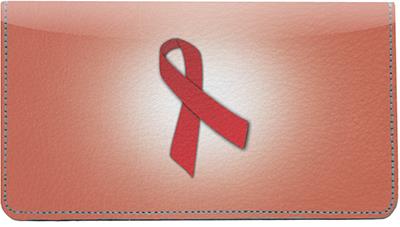 Red Ribbon Leather Checkbook Cover