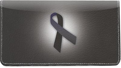 Black Ribbon Leather Checkbook Cover