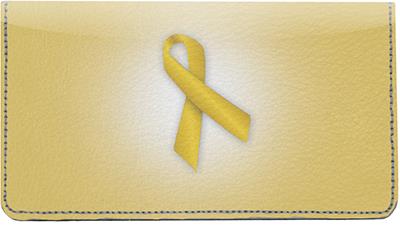 Gold Ribbon Leather Checkbook Cover