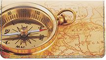 Antique Compasses Leather Checkbook Cover
