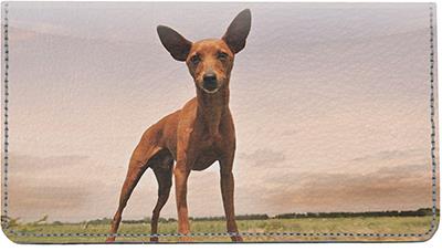 Red Miniature Pinschers Leather Checkbook Cover