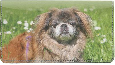 Lovely Pekingese Leather Checkbook Cover