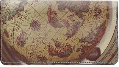 Antique Globes Leather Checkbook Cover