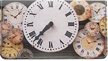 Antique Clocks Leather Checkbook Cover