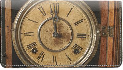 Vintage Clocks Leather Checkbook Cover
