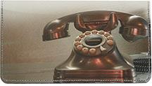 Antique Phones Leather Checkbook Cover