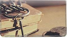 Ancient Keys Leather Checkbook Cover