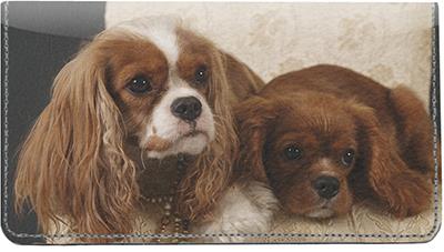 Pretty Cavalier King Charles Spaniels Leather Checkbook Cover