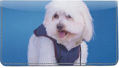 Pretty Havanese Leather Checkbook Cover