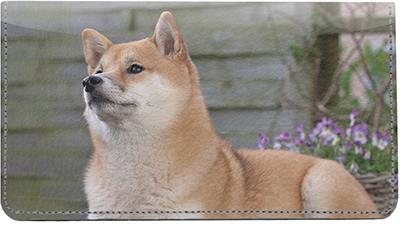 Shiba Inus Leather Checkbook Cover