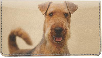 Fun Airedale Terriers Leather Checkbook Cover