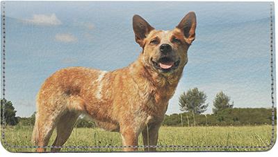 Tan Australian Cattle Dogs Leather Checkbook Cover