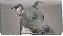 Italian Greyhounds Leather Checkbook Cover