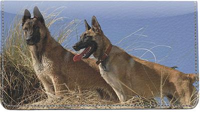 Belgian Malinois Leather Checkbook Cover