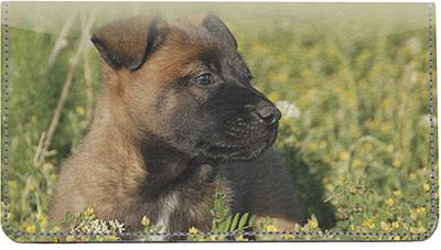Belgian Malinois Puppies Leather Checkbook Cover