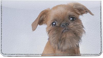 Brussels Griffon Leather Checkbook Cover