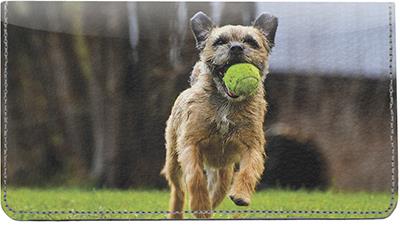 Playful Border Terriers Leather Checkbook Cover