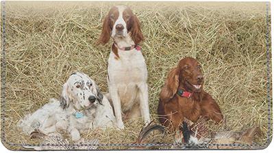 English Setters Leather Checkbook Cover