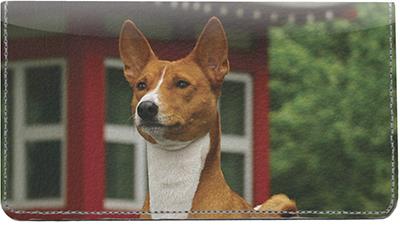 Basenjis Leather Checkbook Cover