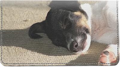 Toy Fox Terriers Leather Checkbook Cover