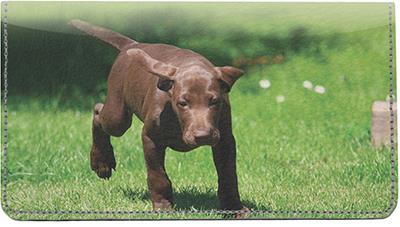Pointer Puppies Leather Checkbook Cover